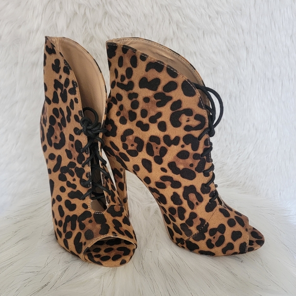 JustFab Shoes New Just Fab Leopard Print Booties Poshmark